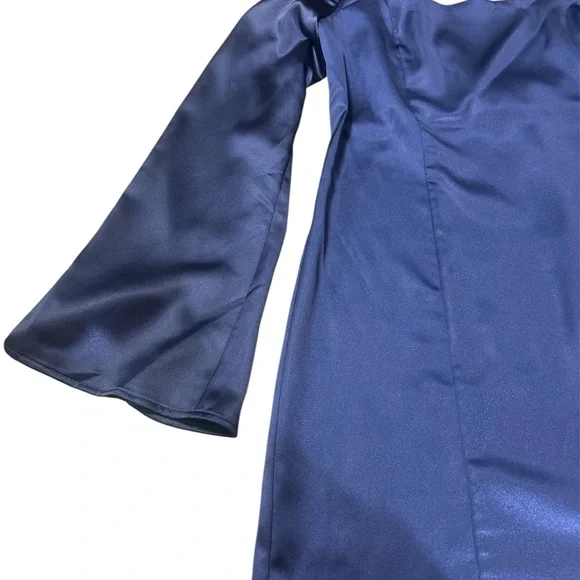 Elegant Navy Blue Silk Dress - Picture 4 of 6